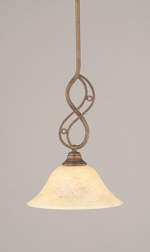 Jazz Mini Pendant With Hang Straight Swivel Shown In Bronze Finish With 10" Italian Marble Glass