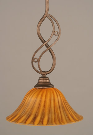 Jazz Mini Pendant With Hang Straight Swivel Shown In Bronze Finish With 10" Tiger Glass