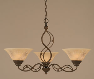 Jazz 3 Light Chandelier Shown In Bronze Finish With 10" Italian Marble Glass