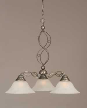 Jazz 3 Light Chandelier Shown In Brushed Nickel Finish With 10" White Marble Glass