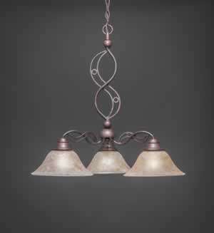 Jazz 3 Light Chandelier Shown In Bronze Finish With 10" Amber Marble Glass