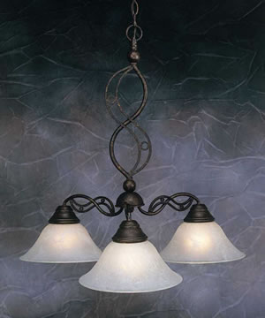 Jazz 3 Light Chandelier Shown In Bronze Finish With 10" White Marble Glass