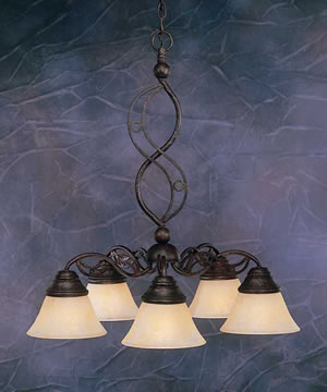Jazz 5 Light Chandelier Shown In Bronze Finish With 7" Amber Marble Glass