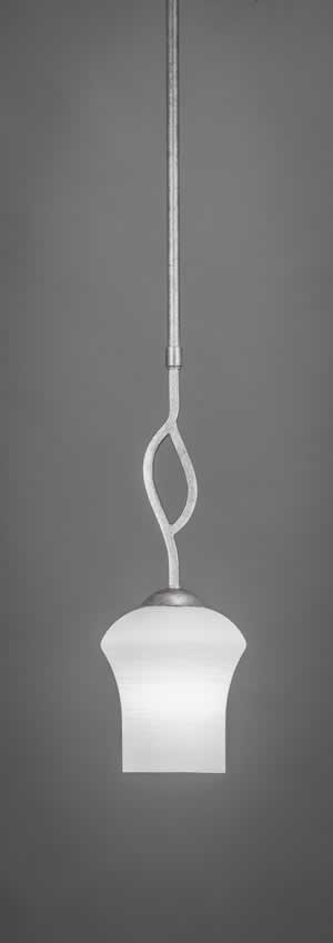 Revo 1 Light Mini Pendant Shown In Aged Silver Finish With 5.5” Zilo White Linen Glass