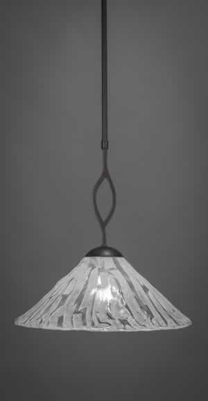 Revo Pendant Shown In Dark Granite Finish With 16” Italian Ice Glass