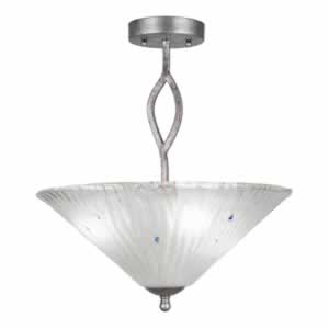 Revo Semi-Flush With 3 Bulbs Shown In Aged Silver Finish With 16” Frosted Crystal Glass