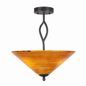 Revo Semi-Flush With 3 Bulbs Shown In Dark Granite Finish With 16” Firré Saturn Glass