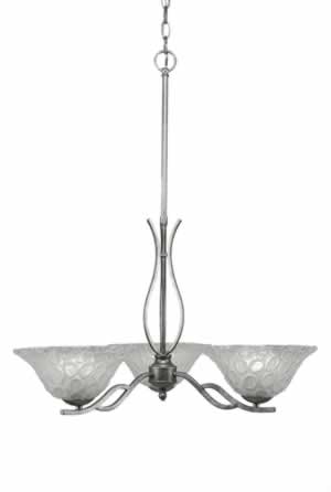 Revo 3 Light Chandelier Shown In Aged Silver Finish With 10” Italian Bubble Glass