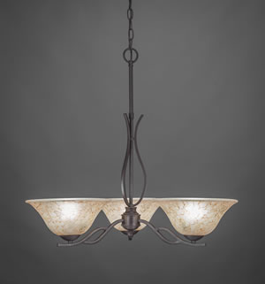 Revo 3 Light Chandelier Shown In Dark Granite Finish With 10” Italian Marble Glass