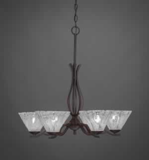 Revo 6 Light Chandelier Shown In Dark Granite Finish With 7” Italian Ice Glass