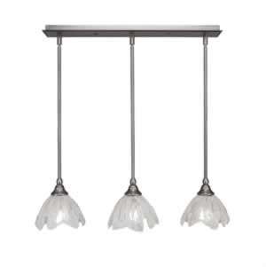 3 Light Multi Light Mini Pendant With Hang Straight Swivels Shown In Brushed Nickel Finish With 7" Italian Ice Glass