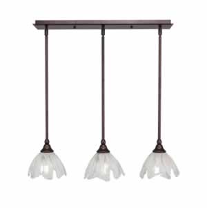 3 Light Multi Light Mini Pendant With Hang Straight Swivels Shown In Bronze Finish With 7" Italian Ice Glass