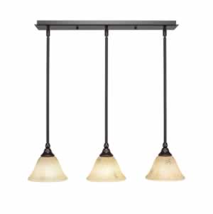 3 Light Multi Light Mini Pendant With Hang Straight Swivels Shown In Dark Granite Finish With 7" Italian Marble Glass