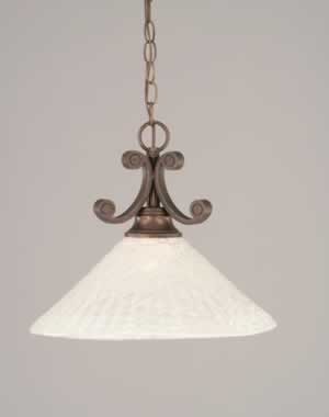 Curl Pendant Shown In Bronze Finish With 16" Italian Bubble Glass