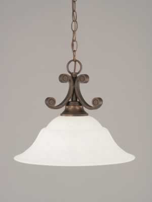 Curl Pendant Shown In Bronze Finish With 16" White Marble Glass