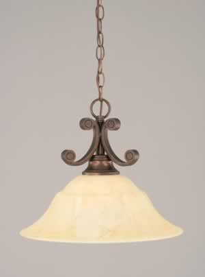 Curl Pendant Shown In Bronze Finish With 16" Italian Marble Glass