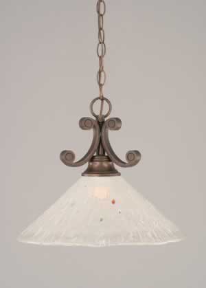 Curl Pendant Shown In Bronze Finish With 16" Frosted Crystal Glass