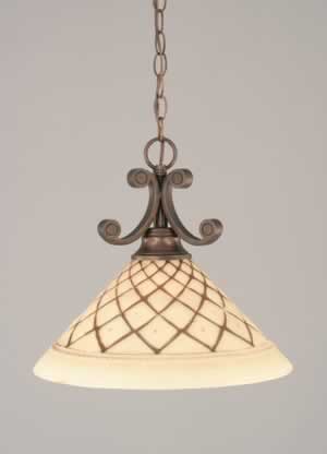 Curl Pendant Shown In Bronze Finish With 16" Chocolate Icing Glass
