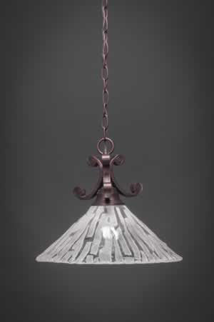 Curl Pendant Shown In Bronze Finish With 16" Italian Ice Glass