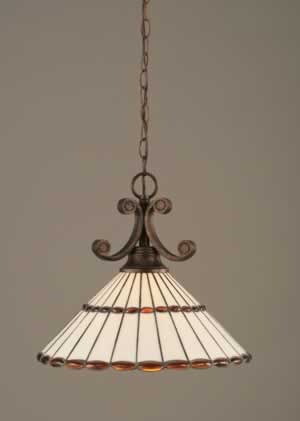 Curl Pendant Shown In Bronze Finish With 15.5" Honey Glass & Amber Brown Tiffany Glass