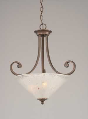 Curl Pendant With 3 Bulbs Shown In Bronze Finish With 16" Frosted Crystal Glass