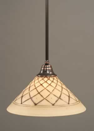 Stem Pendant With Hang Straight Swivel Shown In Black Copper Finish With 16" Chocolate Icing Glass