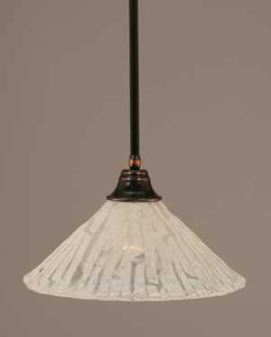Stem Pendant With Hang Straight Swivel Shown In Black Copper Finish With 16" Italian Ice Glass
