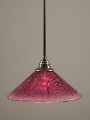 Stem Pendant With Hang Straight Swivel Shown In Black Copper Finish With 16" Wine Crystal Glass