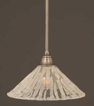Stem Pendant With Hang Straight Swivel Shown In Brushed Nickel Finish With 16" Italian Ice Glass