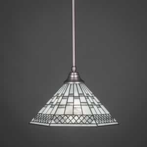 Stem Pendant With Hang Straight Swivel Shown In Brushed Nickel Finish With 16" Pewter Tiffany Glass