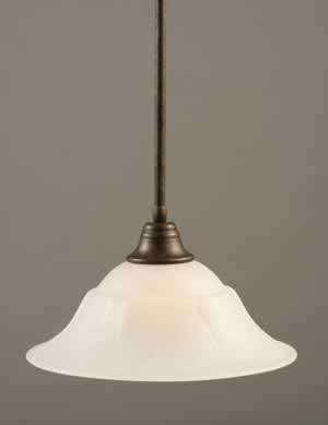 Stem Pendant With Hang Straight Swivel Shown In Bronze Finish With 16" White Marble Glass