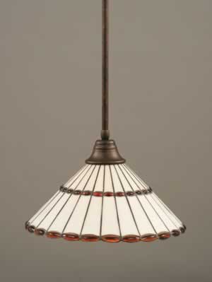 Stem Pendant With Hang Straight Swivel Shown In Bronze Finish With 15.5" Honey Glass & Amber Brown Jewels Tiffany Glass