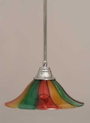 Stem Pendant With Hang Straight Swivel Shown In Chrome Finish With 14" Mardi Gras Glass "
