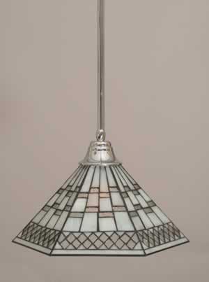 Stem Pendant With Hang Straight Swivel Shown In Chrome Finish With 16" Pewter Tiffany Glass