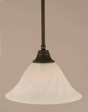 Stem Pendant With Hang Straight Swivel Shown In Dark Granite Finish With 14" White Alabaster Swirl Glass