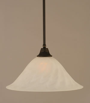 Stem Pendant With Hang Straight Swivel Shown In Dark Granite Finish With 20" White Alabaster Swirl Glass