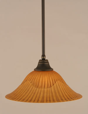 Stem Pendant With Hang Straight Swivel Shown In Dark Granite Finish With 16" Tiger Glass