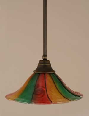 Stem Pendant With Hang Straight Swivel Shown In Dark Granite Finish With 14" Mardi Gras Glass