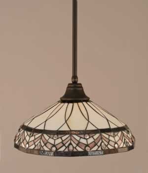 Stem Pendant With Hang Straight Swivel Shown In Dark Granite Finish With 16" Royal Merlot Tiffany Glass