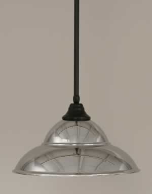 Stem Pendant With Hang Straight Swivel Shown In Matte Black Finish With 16" Matte Black Double Bubble Metal Shade