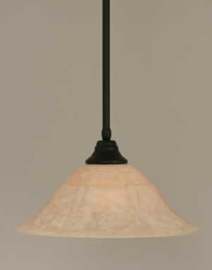 Stem Pendant With Hang Straight Swivel Shown In Matte Black Finish With 16" Italian Marble Glass