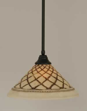 Stem Pendant With Hang Straight Swivel Shown In Matte Black Finish With 16" Chocolate Icing Glass