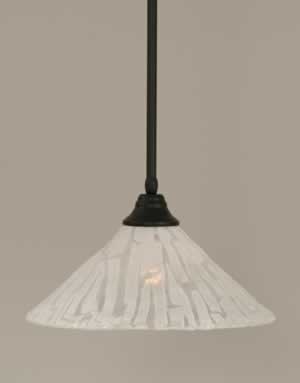 Stem Pendant With Hang Straight Swivel Shown In Matte Black Finish With 16" Italian Ice Glass