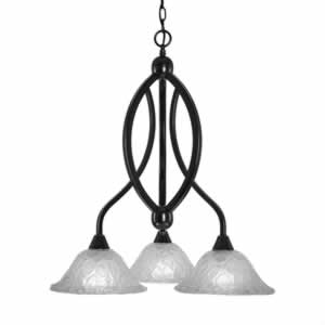 Bow 3 Light Chandelier Shown In Black Copper Finish With 10" Italian Bubble Glass