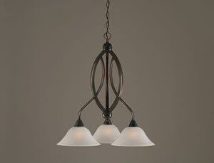 Bow 3 Light Chandelier Shown In Black Copper Finish With 10" Dew Drop Glass