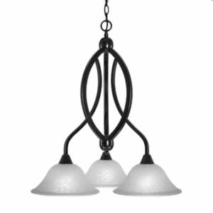 Bow 3 Light Chandelier Shown In Black Copper Finish With 10" White Marble Glass