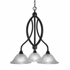 Bow 3 Light Chandelier Shown In Black Copper Finish With 10" Frosted Crystal Glass