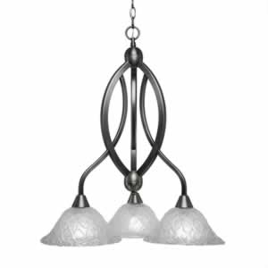 Bow 3 Light Chandelier Shown In Brushed Nickel Finish With 10" Italian Bubble Glass