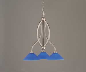 Bow 3 Light Chandelier Shown In Brushed Nickel Finish With 10" Blue Italian Glass