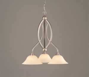 Bow 3 Light Chandelier Shown In Brushed Nickel Finish With 10" Amber Marble Glass